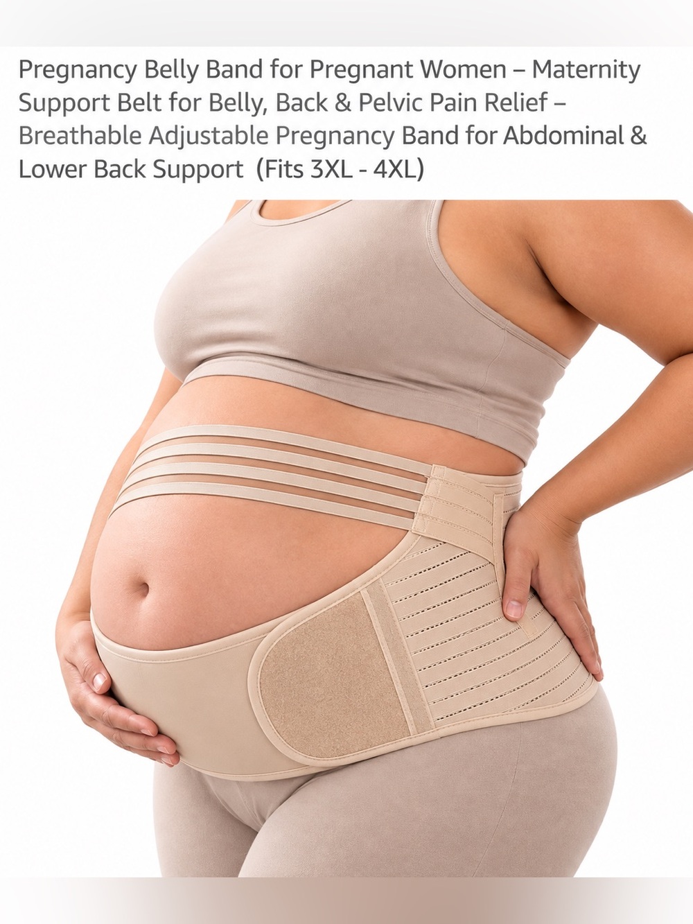 Maternity Pregnancy Belly Support Band Color: Beige Size: 3XL-4XL